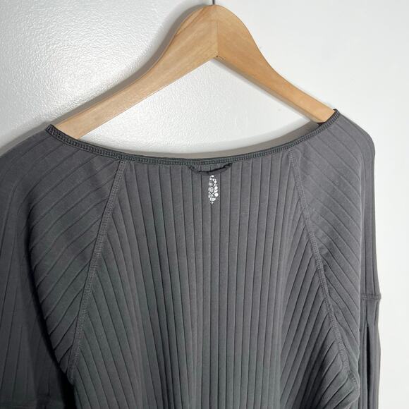 Free People Movement Bella Layer Long Sleeve Top Womens Large Gray Cotton Boho - Picture 7 of 10
